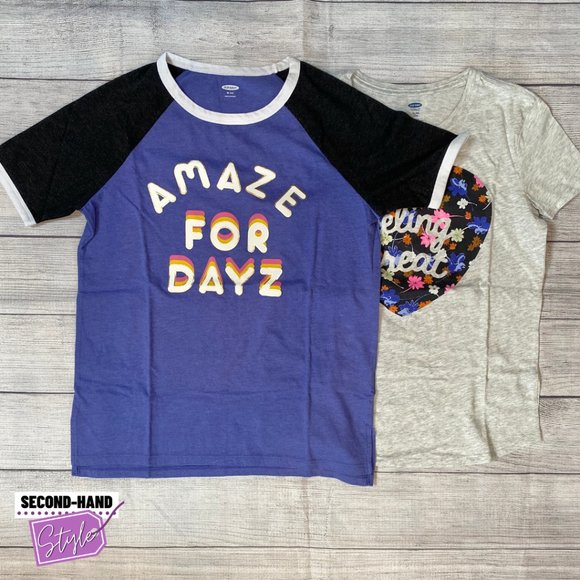 Old Navy Girls Sz14 (Set of Two) Graphic Short-Sleeve Tees - Picture 1 of 3